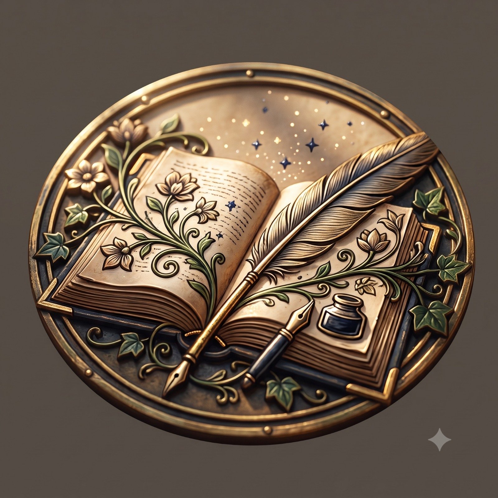Literary artwork representing books, writing and creativity